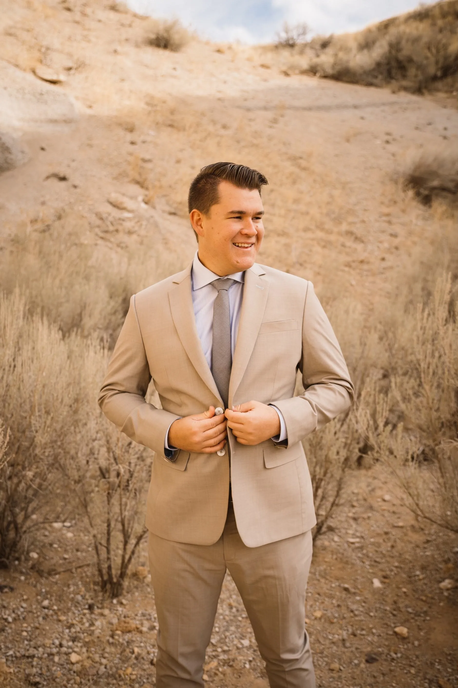 Custom wedding suit for groom, tailored by esatto Custom Clothing in Layton, Utah